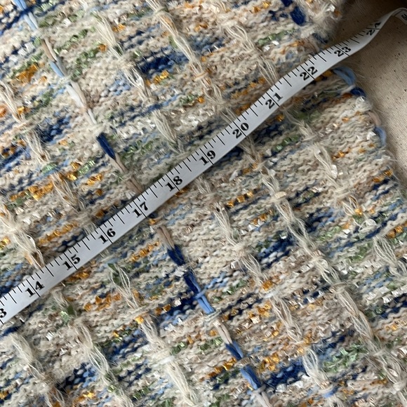 Anthropologie x Storia Textured Ivory Blue Green Gold Knit Cropped Sweater S NWT - Picture 9 of 13